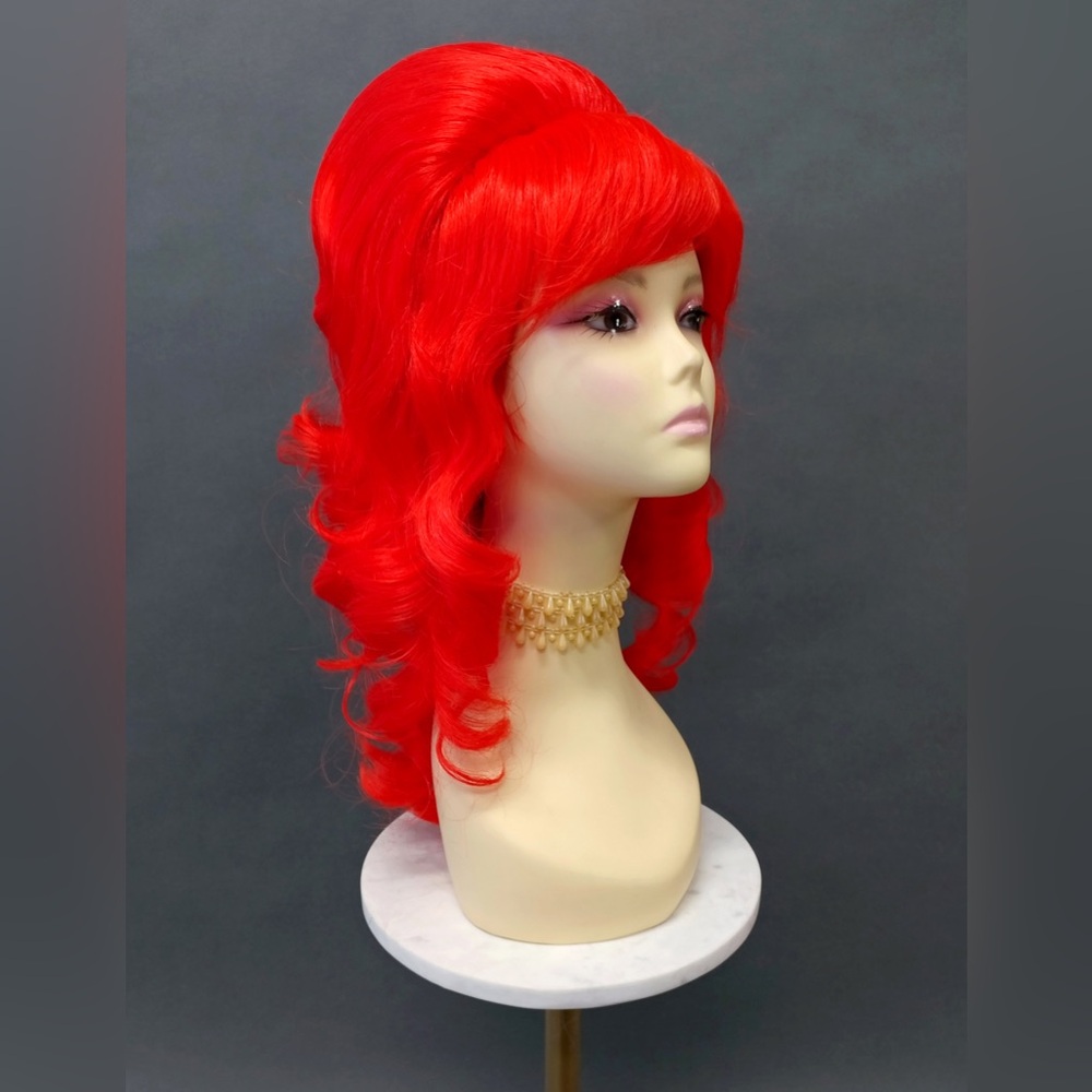 Red retro 60s beehive wig